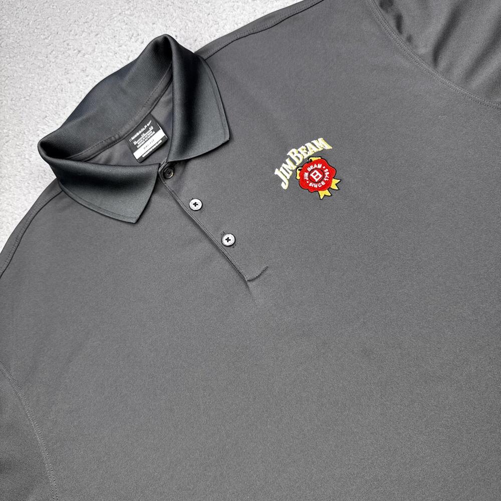 Nike Golf Polo Shirt Mens XL Gray Dri-FIT Jim Beam Embroidered 363807-060
